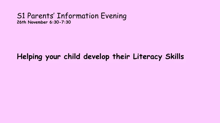 s1 parents information evening