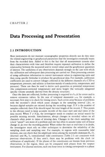 Data Processing and Presentation  2.1 INTRODUCTION  Most instruments do not measure oceanographic