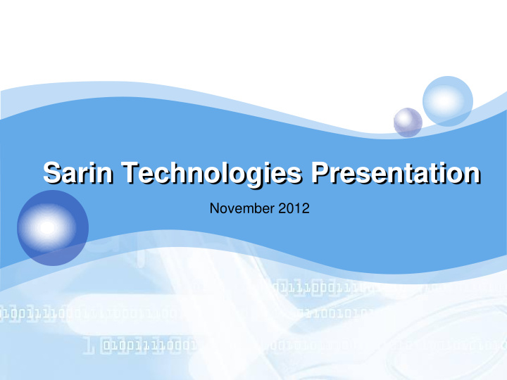 sarin technologies presentation