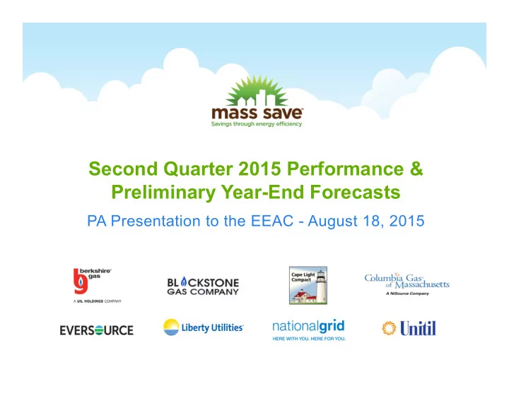 second quarter 2015 performance amp preliminary year end