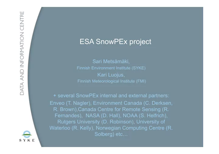 esa snowpex project