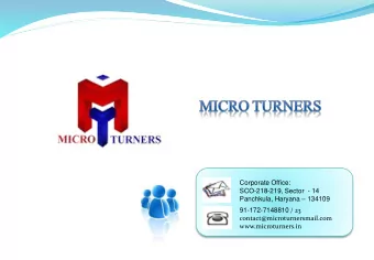 Corporate Office:  SCO-218-219, Sector  - 14 Panchkula, Haryana  134109 91-172-7148810 / 23