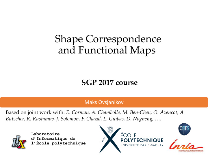 shape correspondence and functional maps