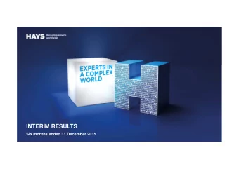 INTERIM RESULTS  Six months ended 31 December 2015  CAUTIONARY STATEMENT  This presentation
