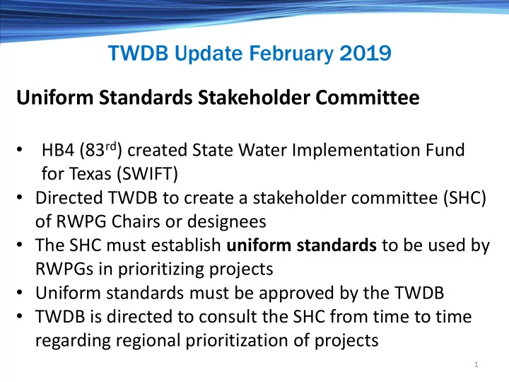twdb update february 2019