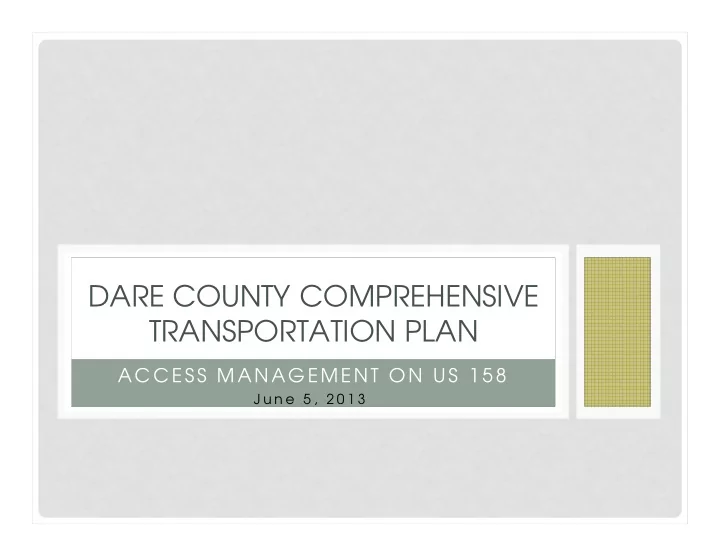 dare county comprehensive transportation plan