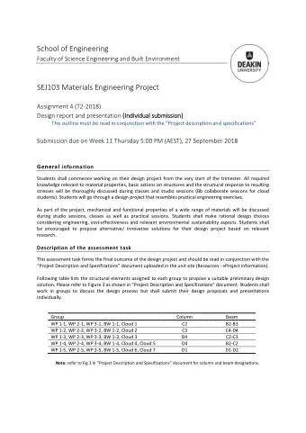 School of Engineering  Faculty of Science Engineering and Built Environment  SEJ103 Materials