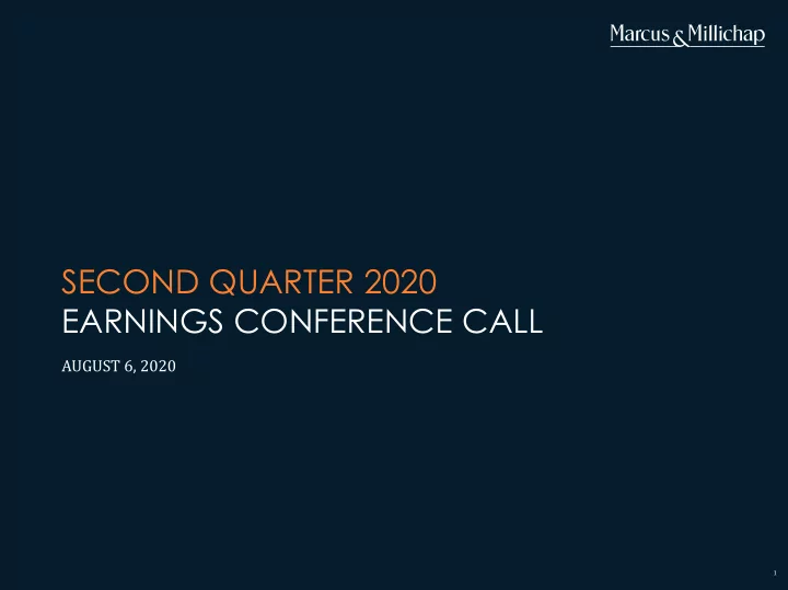 second quarter 2020 earnings conference call