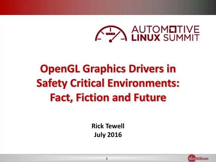 opengl graphics drivers in safety critical environments