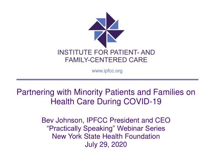 partnering with minority patients and families on health
