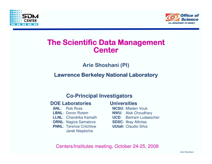 the scientific data management the scientific data