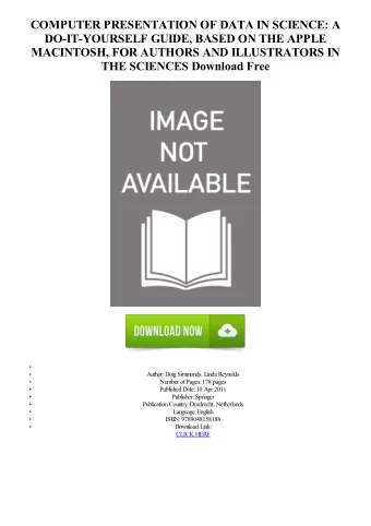 COMPUTER PRESENTATION OF DATA IN SCIENCE: A  DO-IT-YOURSELF GUIDE, BASED ON THE APPLE  MACINTOSH,