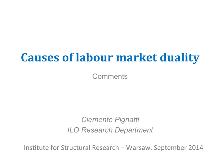 causes of labour market duality