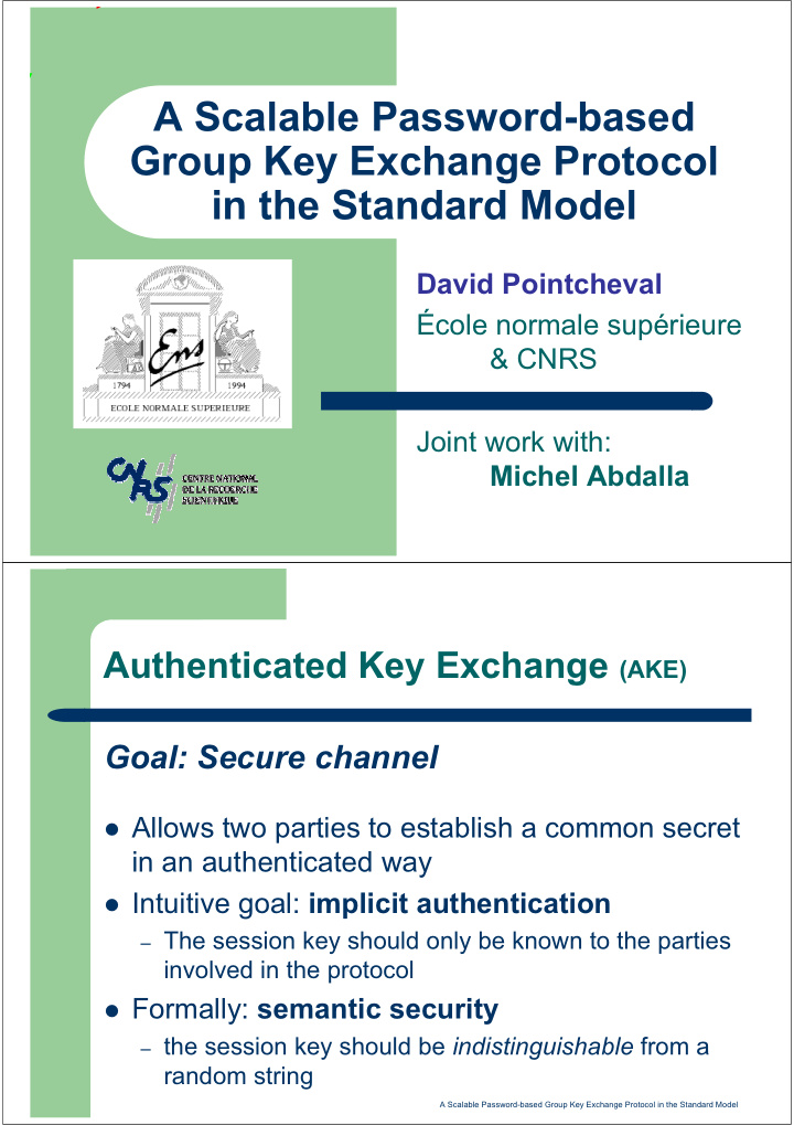 a scalable password based group key exchange protocol in