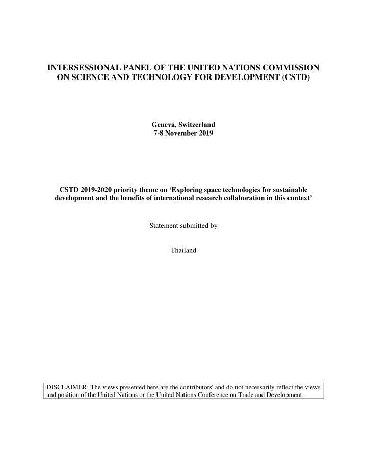 intersessional panel of the united nations commission on