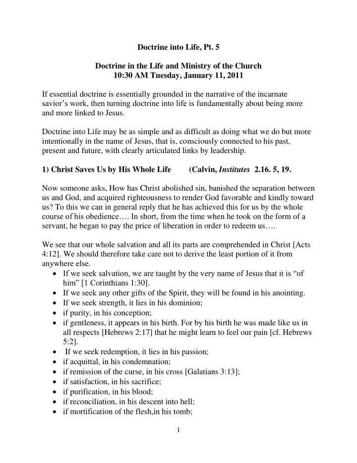 doctrine into life pt 5 doctrine in the life and ministry