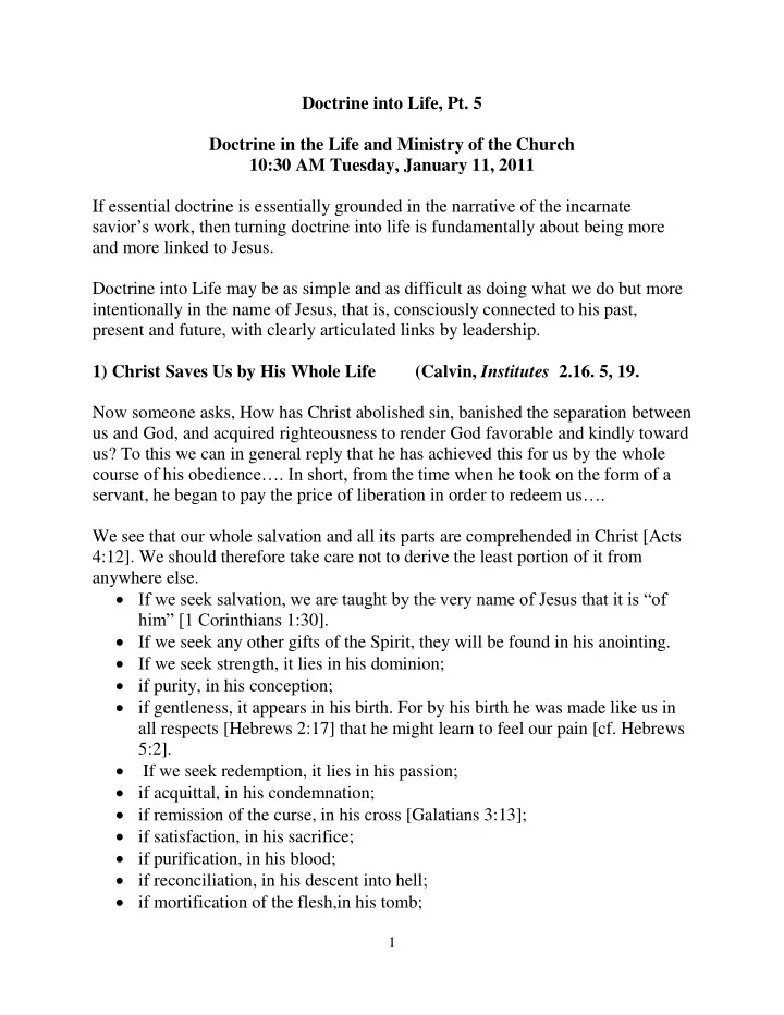 doctrine into life pt 5 doctrine in the life and ministry