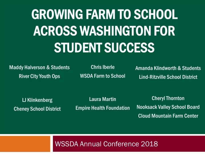 gr growin owing farm rm to s o scho chool ol