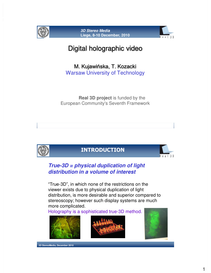 digital holographic video