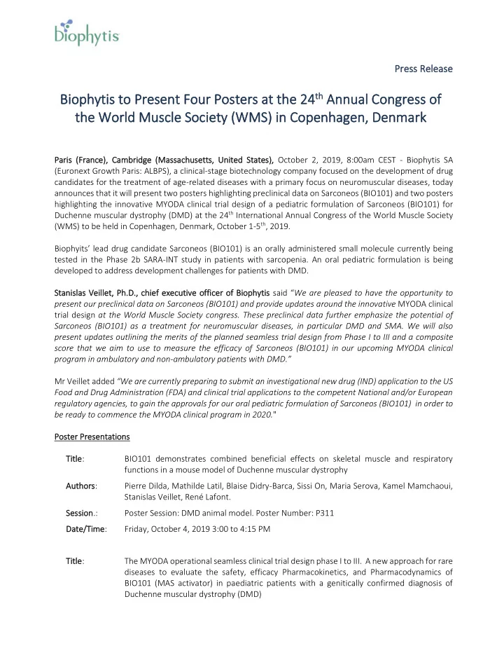 th annu biophy iophytis is to to presen present four pos