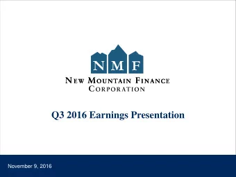 Q3 2016 Earnings Presentation  November 9, 2016  Important Notice and Safe Harbor Statement  This