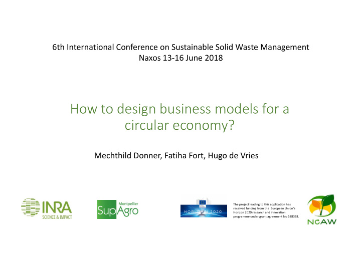 how to design business models for a circular economy