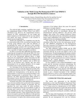 Transactions of the Korean Nuclear Society Virtual Spring Meeting  July 9-10, 2020 Validation of