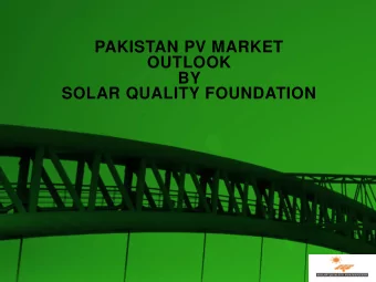 OUTLOOK  BY  SOLAR QUALITY FOUNDATION  SOLAR POWER  THE GREEN BRIDGE  BETWEEN PAKISTAN, GERMANY