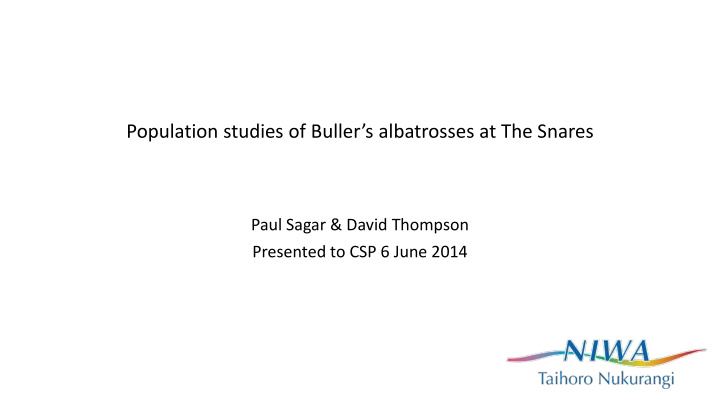 population studies of buller s albatrosses at the snares