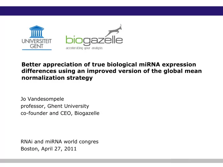 better appreciation of true biological mirna expression