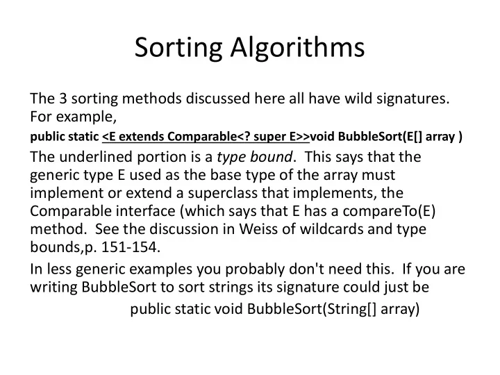 sorting algorithms