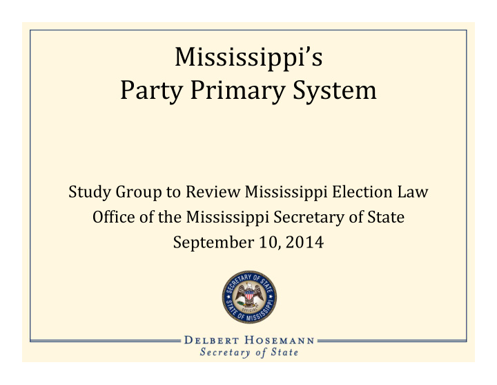 mississippi s party primary system