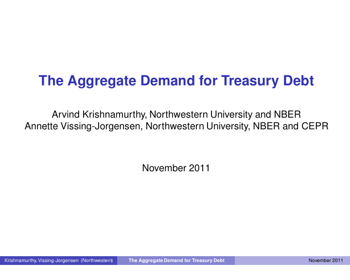 the aggregate demand for treasury debt