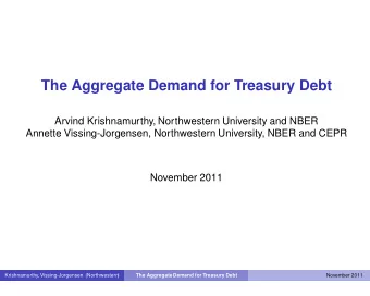 The Aggregate Demand for Treasury Debt  Arvind Krishnamurthy, Northwestern University and NBER