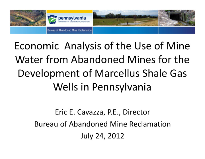 economic analysis of the use of mine water from abandoned