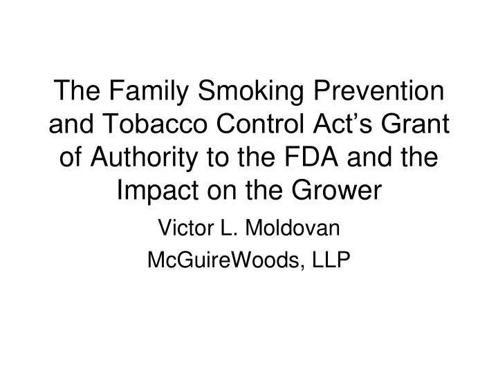 and tobacco control act s grant