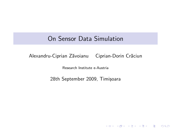 on sensor data simulation