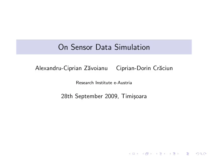 on sensor data simulation