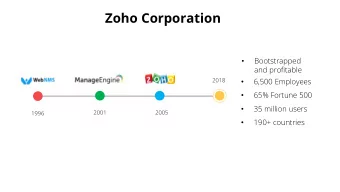 Zoho Corporation  Bootstrapped    and profitable  2018  6,500 Employees    65% Fortune 500