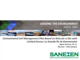 SERVING  THE  ENVIRONMENT  SINCE 1985  Contaminated  Soil  Management  Plan
