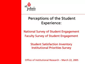 Perceptions of the Student  Perceptions of the Student  Perceptions of the Student  Perceptions of