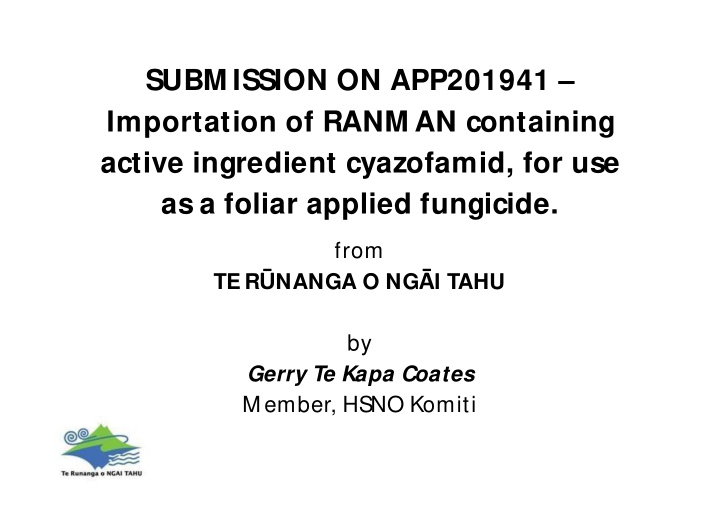 subm ission on app201941 importation of ranm an