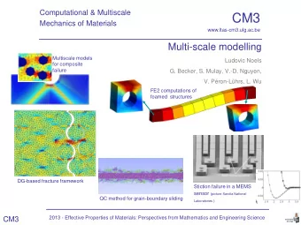 CM3  Mechanics of Materials  www.ltas-cm3.ulg.ac.be  Multi-scale modelling  Multiscale models
