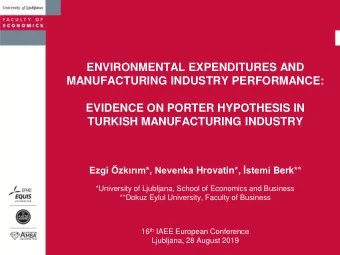 ENVIRONMENTAL EXPENDITURES AND  MANUFACTURING INDUSTRY PERFORMANCE:  EVIDENCE ON PORTER HYPOTHESIS