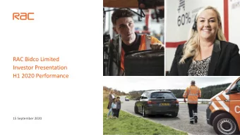 Investor Presentation  H1 2020 Performance  15 September 2020  Agenda  Speakers: Dave Hobday, CEO