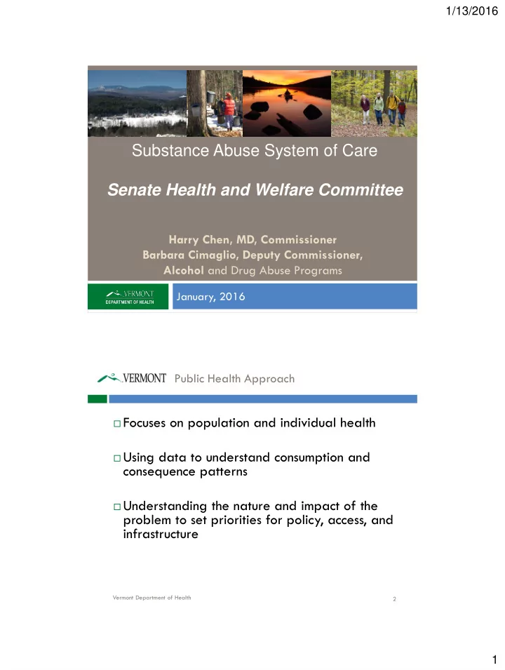 substance abuse system of care senate health and welfare