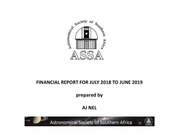 FINANCIAL REPORT FOR JULY 2018 TO JUNE 2019  prepared by  AJ NEL  2019  2018  Advertising Income