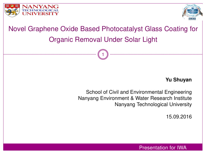 novel graphene oxide based photocatalyst glass coating