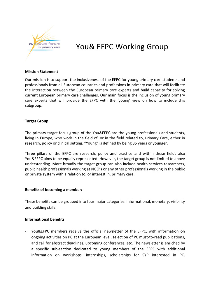 you efpc working group