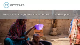 Ensure Human right to water at home for the urban poor  1  Demographic and Climate  changes require